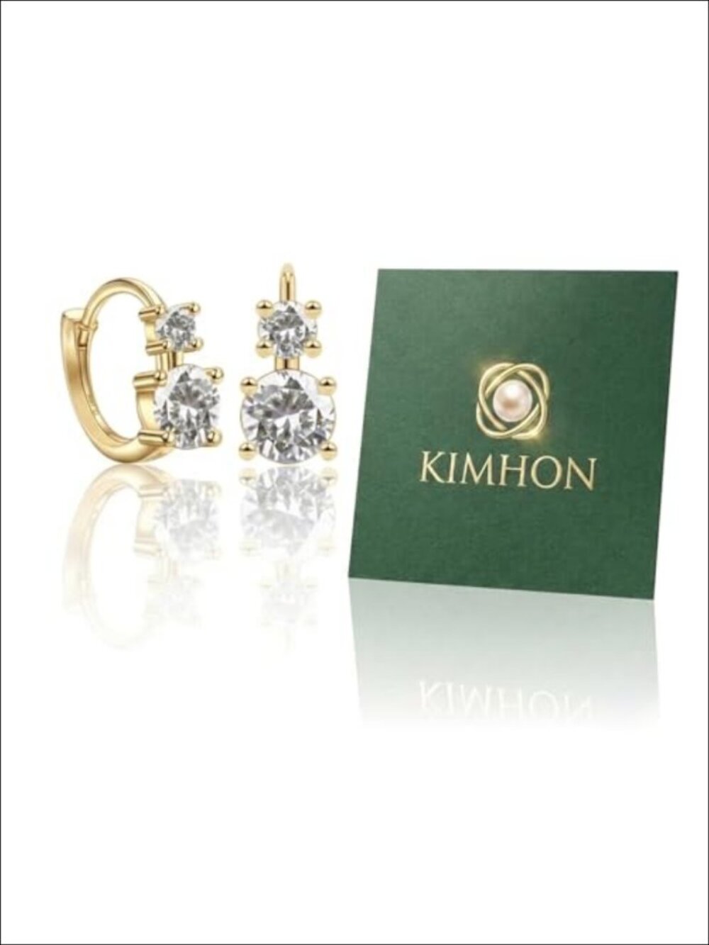 18K Gold Plated Hoop Earrings Cubic Zirconia Huggie 14mm Minimalist